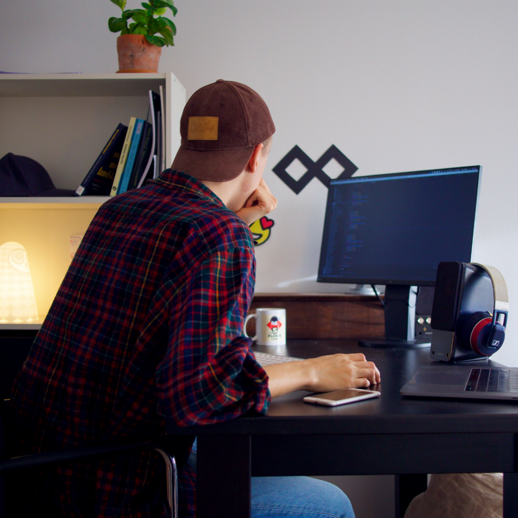 young man working on a computer